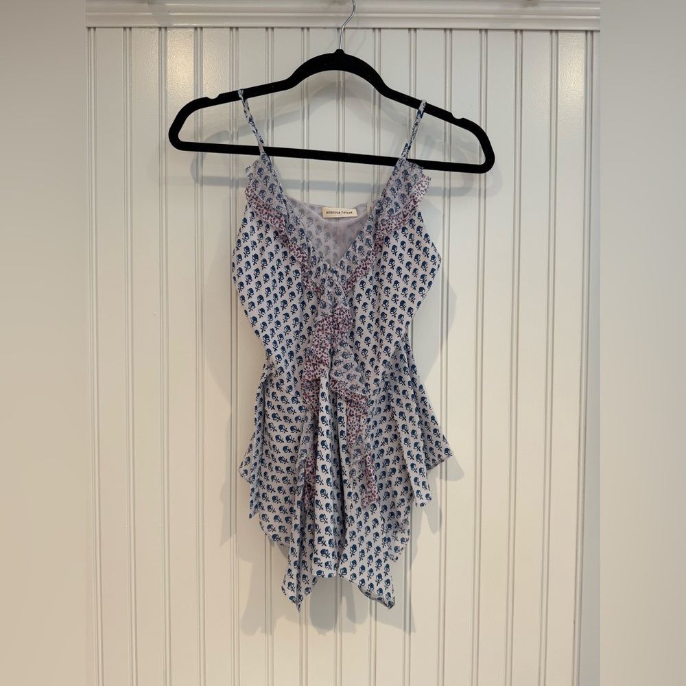 Rebecca Taylor Camisole with Blue and Pink Print